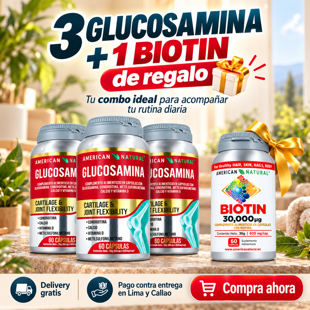 3 GLUCOSAMINA + 1 BIOTIN