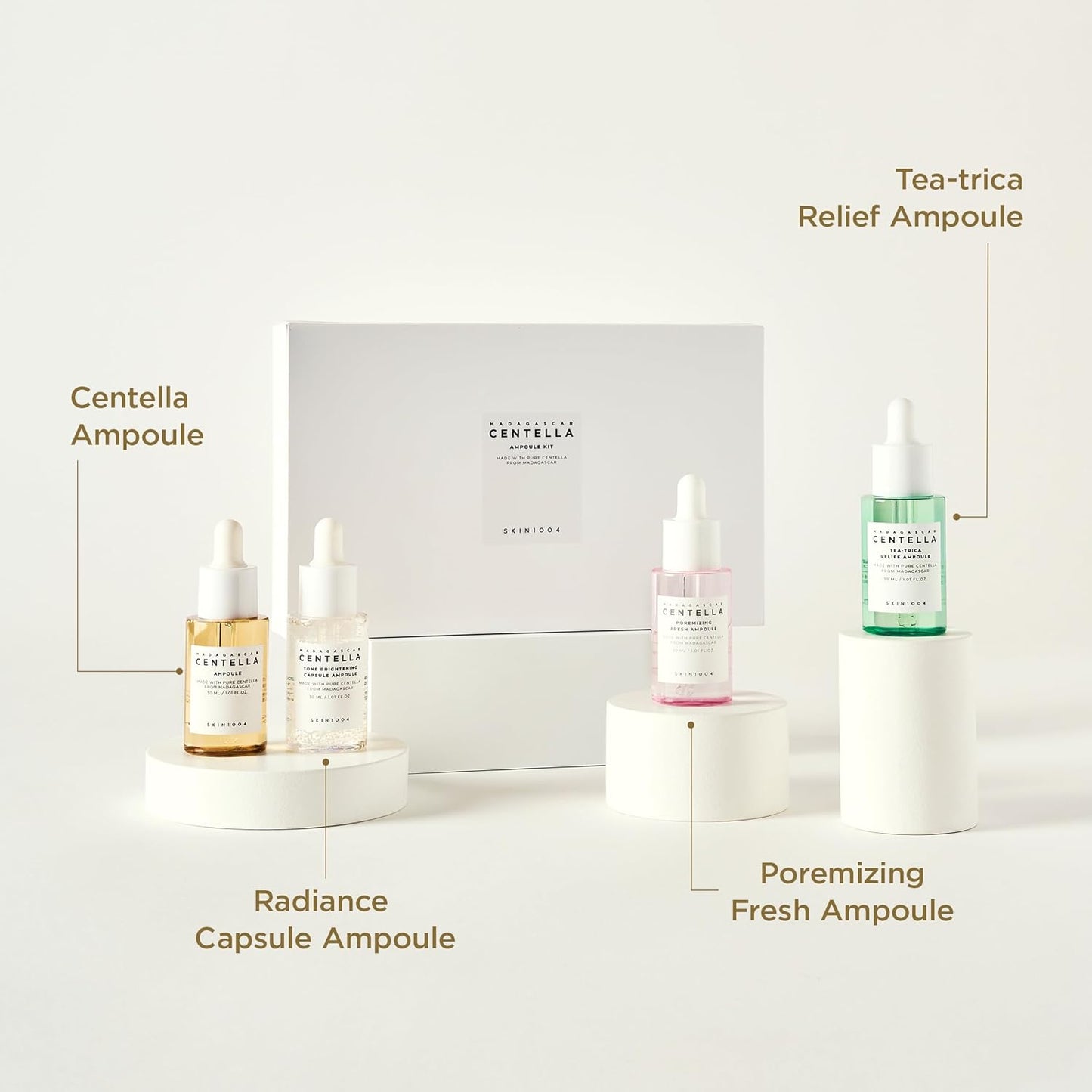 SKIN1004 Madagascar Centella Ampoule Kit | 4 Ampollas para Calma, Poros y Manchas