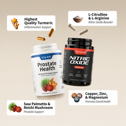Duo Pack: Óxido Nítrico Booster 1500 mg + Prostate Health – Alta Potencia para Energía y Salud Prostática