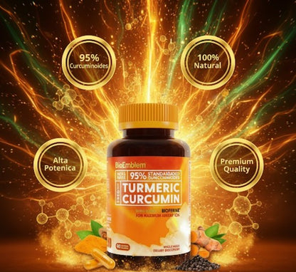 Cúrcuma Curcumina BioEmblem con BioPerine® | Movilidad Articular y Antioxidante