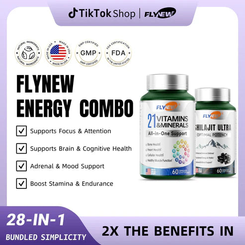SHILAJIT ULTRA + 21 VITAMINAS & MINERALES PACK ENERGÍA TOTAL