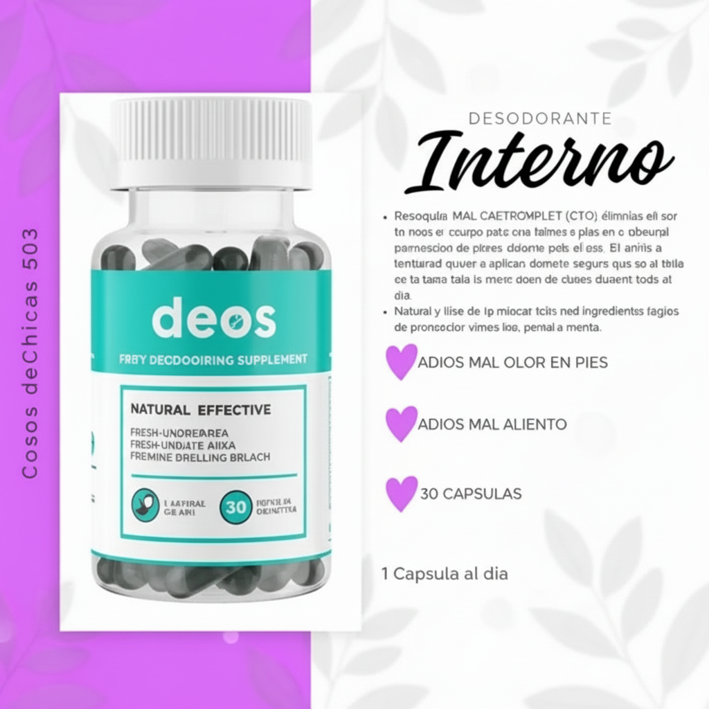 Desodorante Interno DEOS con Clorofila, Eucalipto y Menta – 30 Cápsulas Naturales