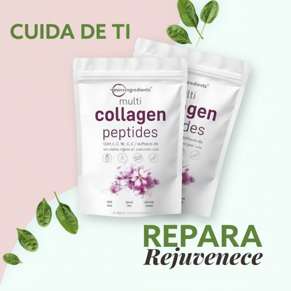 Multi Collagen Peptides 454 g – Colágeno Tipos I, II, III, V y X con Biotina, Vitamina C y Ácido Hialurónico | Piel, Cabello y Articulaciones