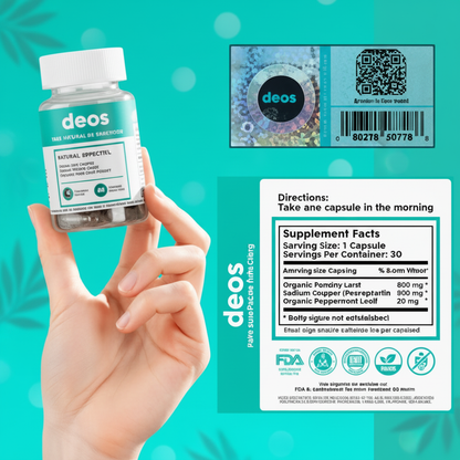 Desodorante Interno DEOS con Clorofila, Eucalipto y Menta – 30 Cápsulas Naturales