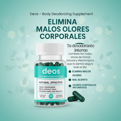 Desodorante Interno DEOS con Clorofila, Eucalipto y Menta – 30 Cápsulas Naturales
