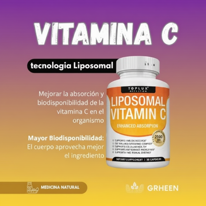 Vitamina C Liposomal TOPLUX Nutrition 2100 mg – 90 Cápsulas – Absorción Superior y Defensa Inmune