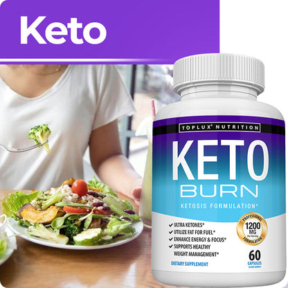 Keto Burn Toplux Nutrition 60 cápsulas – Fórmula avanzada para energía y quema de grasa