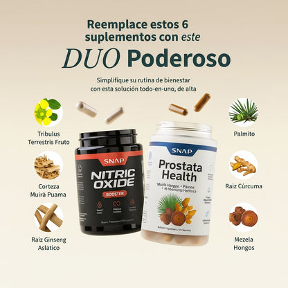 Duo Pack: Óxido Nítrico Booster 1500 mg + Prostate Health – Alta Potencia para Energía y Salud Prostática