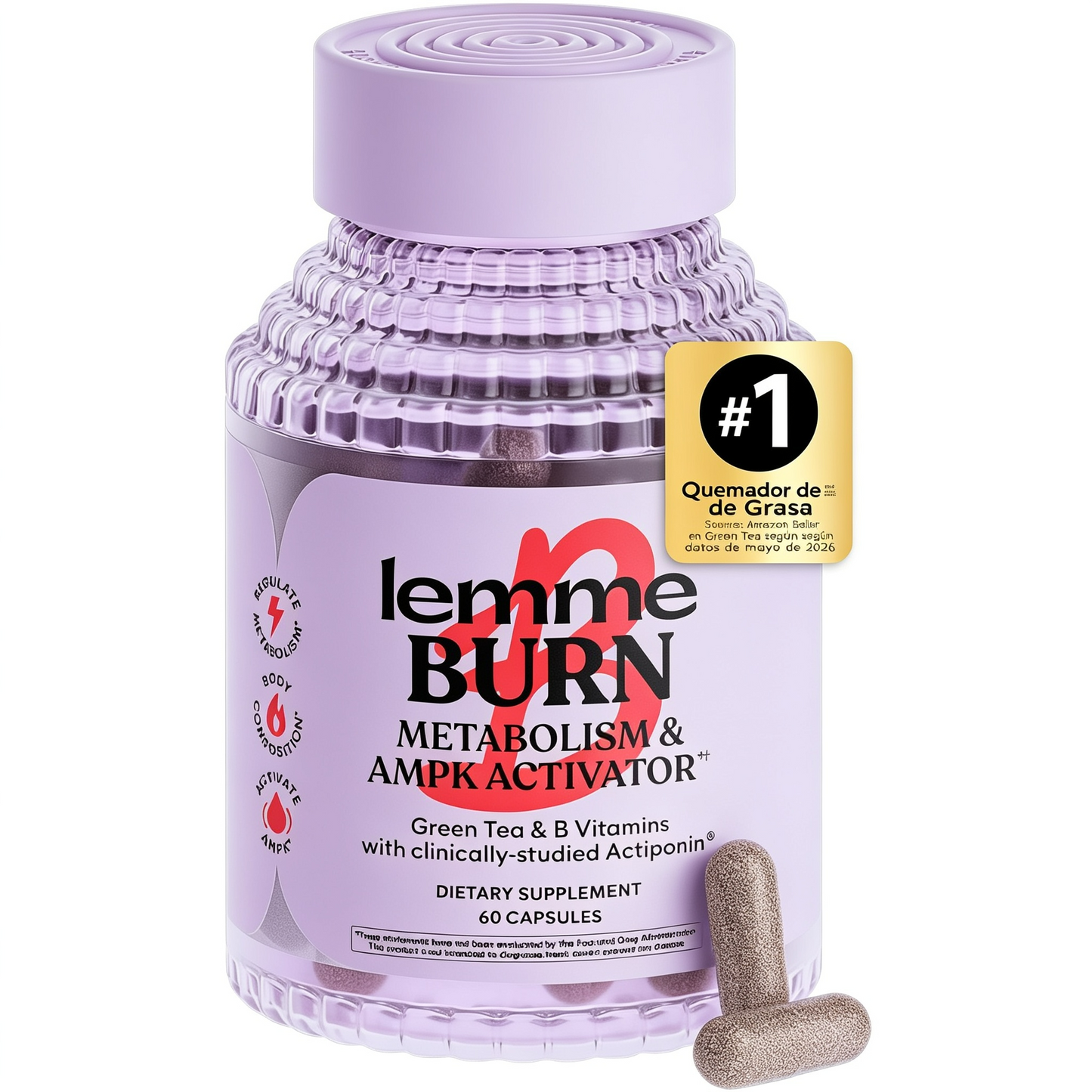 Lemme Burn Activador del Metabolismo y AMPK 60 Cápsulas | Actiponin® + Té Verde