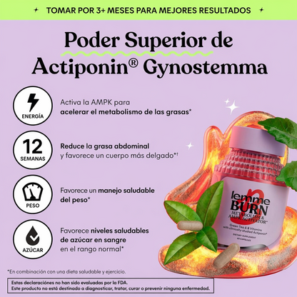 Lemme Burn Activador del Metabolismo y AMPK 60 Cápsulas | Actiponin® + Té Verde