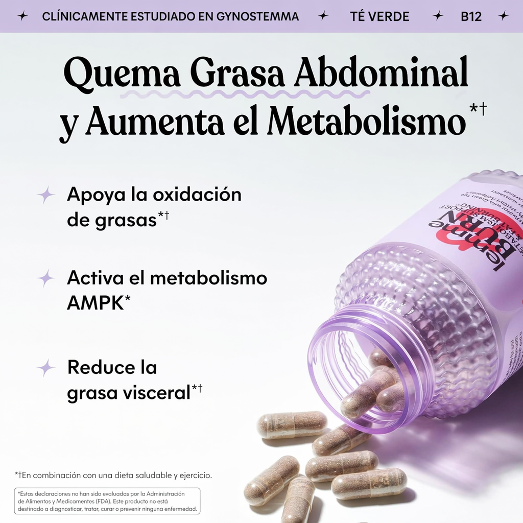 Lemme Burn Activador del Metabolismo y AMPK 60 Cápsulas | Actiponin® + Té Verde