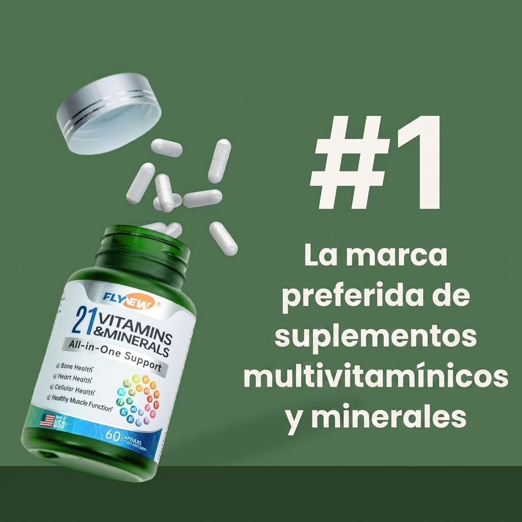 Multivitamínico Completo con 21 Vitaminas y Minerales | FLYNEW 60 Cápsulas