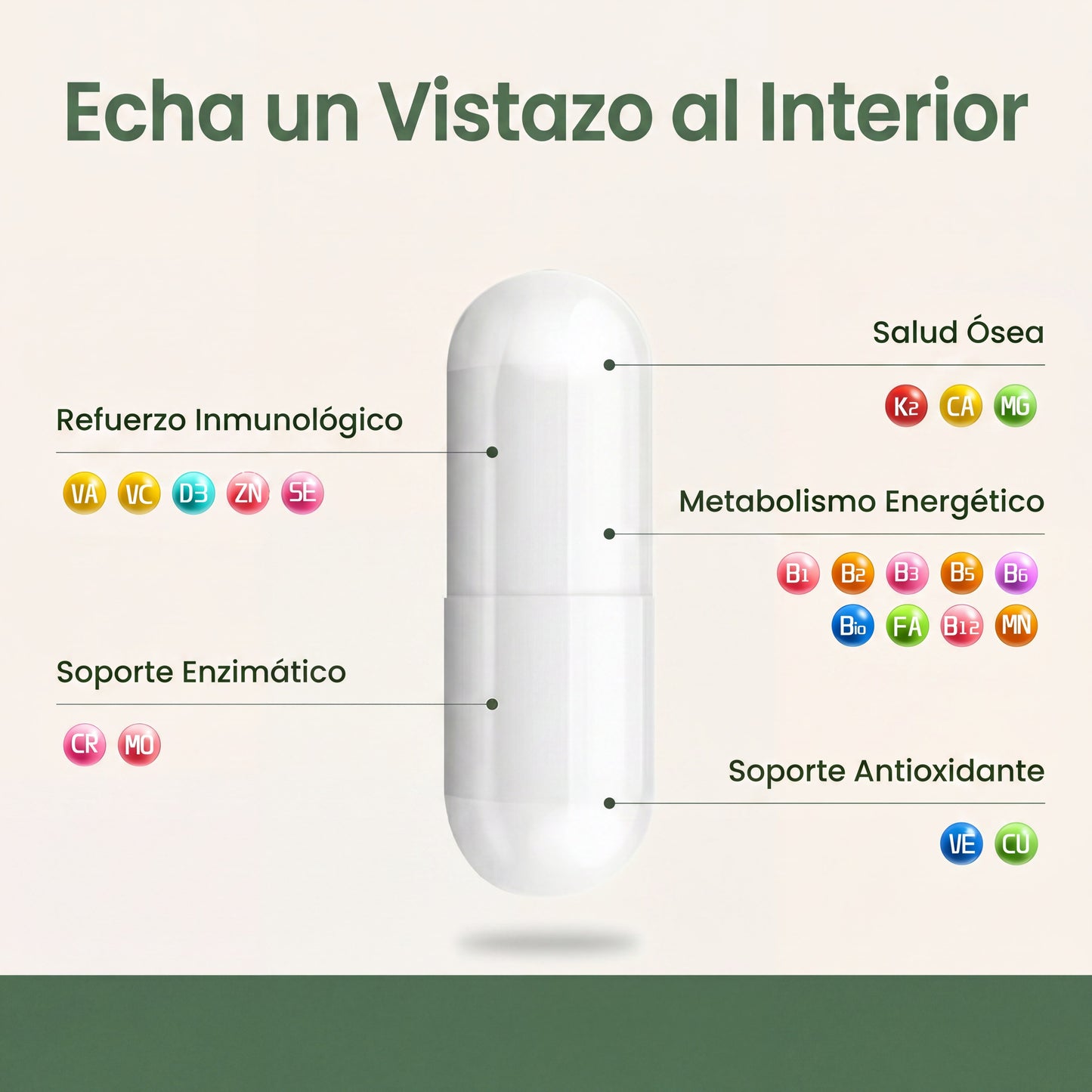 Multivitamínico Completo con 21 Vitaminas y Minerales | FLYNEW 60 Cápsulas