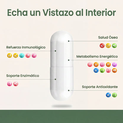 Multivitamínico Completo con 21 Vitaminas y Minerales | FLYNEW 60 Cápsulas