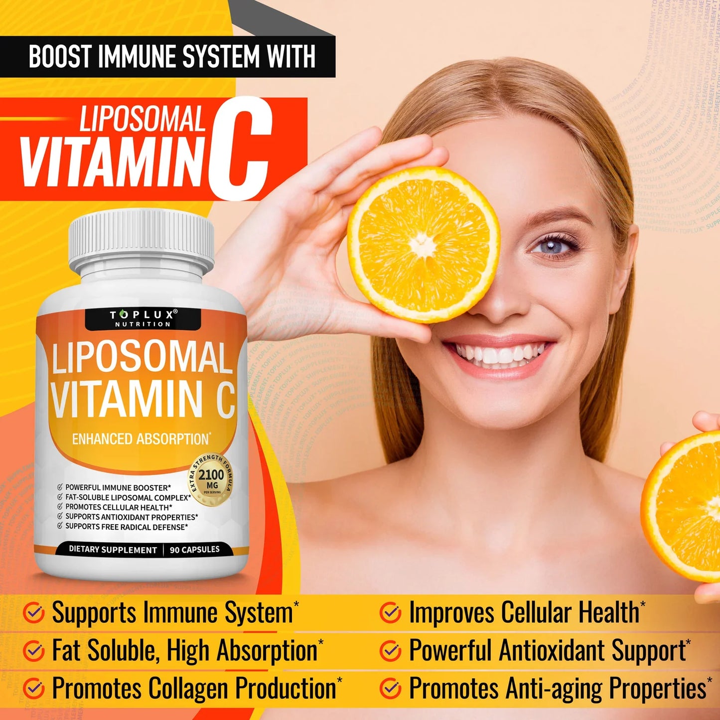 Vitamina C Liposomal TOPLUX Nutrition 2100 mg – 90 Cápsulas – Absorción Superior y Defensa Inmune