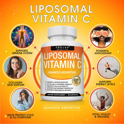 Vitamina C Liposomal TOPLUX Nutrition 2100 mg – 90 Cápsulas – Absorción Superior y Defensa Inmune
