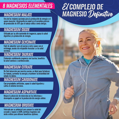 Magnesio Complex 1000 mg 90 cápsulas – 8 Tipos de Magnesio en un solo Producto