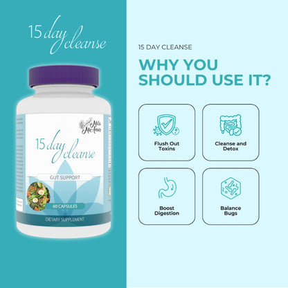 15 Day Cleanse Gut Support – Limpieza Digestiva y Bienestar Intestinal | 30 Cápsulas
