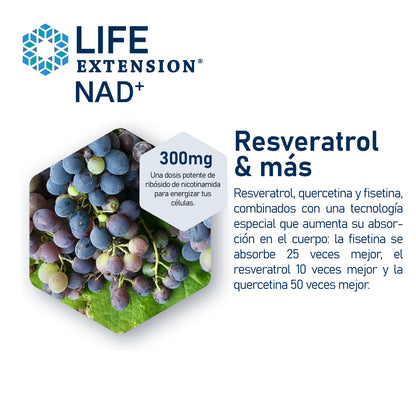 NAD+ + Resveratrol Life Extension 30 Cápsulas | Energía Celular, Antienvejecimiento y Vitalidad
