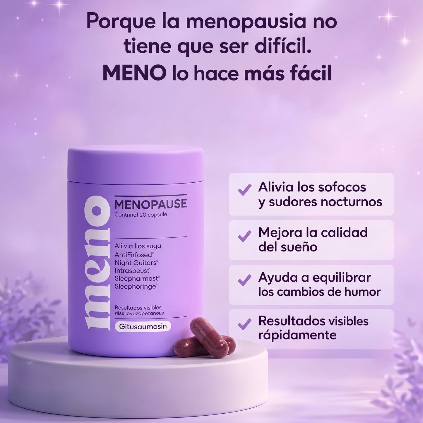 MENO Vitaminas para la menopausia | 60 cápsulas con Ashwagandha, Black Cohosh y Vitaminas