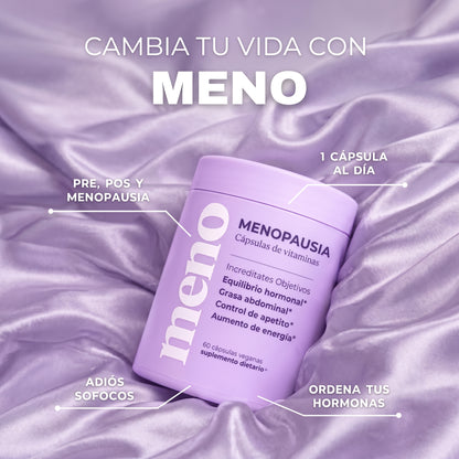 MENO Vitaminas para la menopausia | 60 cápsulas con Ashwagandha, Black Cohosh y Vitaminas