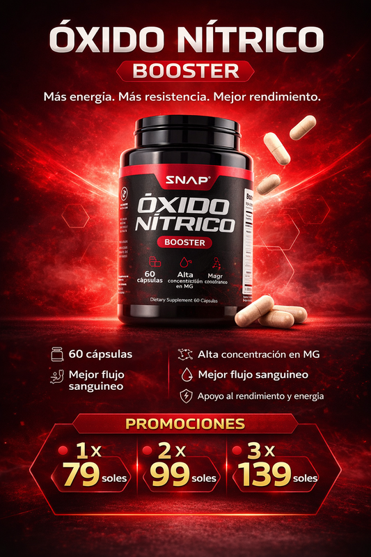 Óxido Nítrico Booster 1500 mg – 60 cápsulas de Alta Potencia | Rinde Más en Cada Entreno