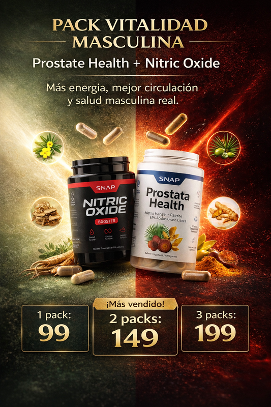 Duo Pack: Óxido Nítrico Booster 1500 mg + Prostate Health – Alta Potencia para Energía y Salud Prostática