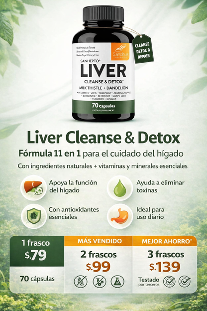 Liver Cleanse & Detox 11 en 1 | Apoyo Natural para el Hígado