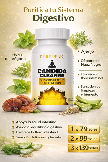 Candida Cleanse | Limpieza Intestinal y Equilibrio de Flora + Probióticos 60 Cápsulas