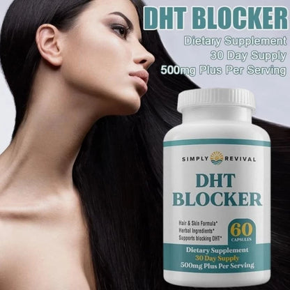 DHT Blocker Simply Revival 500mg – 60 Cápsulas | Bloqueador de DHT para la Caída del Cabello