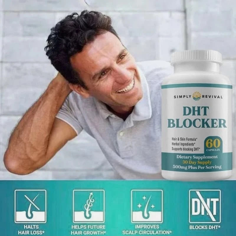 DHT Blocker Simply Revival 500mg – 60 Cápsulas | Bloqueador de DHT para la Caída del Cabello